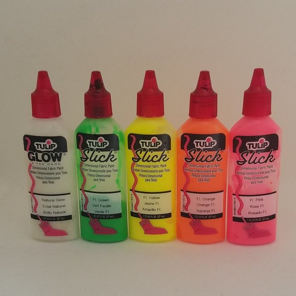 Tulip Dimensional Fabric Paints 1.25 oz Neon Colors & Glow in the Dark - Picture 1 of 11